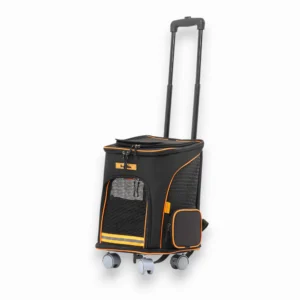 4 Tekerlekli Çekçekli Kedi ve Köpek Taşıma Çantası Siyah